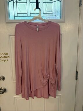 Azules Mauve Long-Sleeve Knot-Detail Crew Top